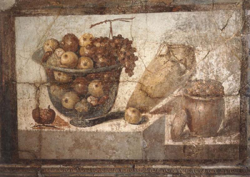 unknow artist Kristallschussel with fruits Wandschmuch out of the villa di Boscoreale oil painting image